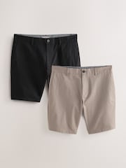 Noir/Mushroom Marron - Slim Fit (Slim Fit) - Lot de 2 shorts chino stretch - Image 1 de 13