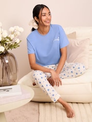 Friends Like These Blue T-Shirt and Trousers Jersey 100% Cotton Pyjamas Set - Image 1 of 4