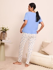 Friends Like These Blue T-Shirt and Trousers Jersey 100% Cotton Pyjamas Set - Image 4 of 4