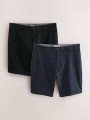 Black/Navy Slim Fit Stretch Chino Shorts 2 Pack - Image 1 of 12