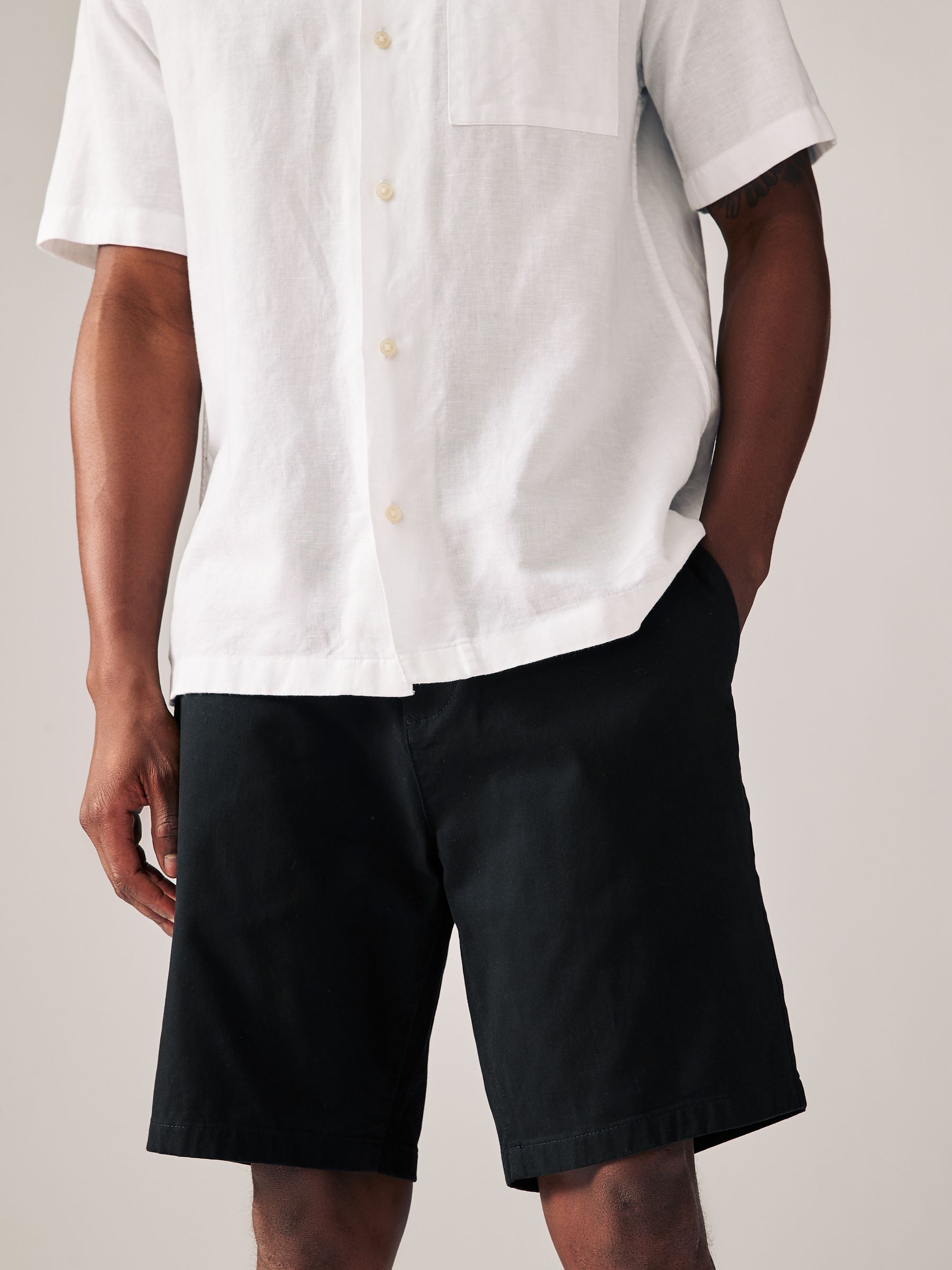 Black/Navy Slim Fit Stretch Chino Shorts 2 Pack