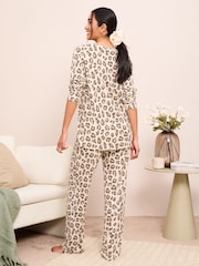 Friends Like These Brown Long Sleeve Ribbed Pyjama Set - Image 4 of 4