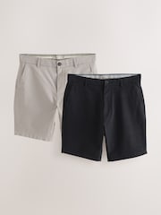 Noir/Mushroom Marron - Ajustement droit - Lot de 2 shorts chino stretch - Image 1 de 10
