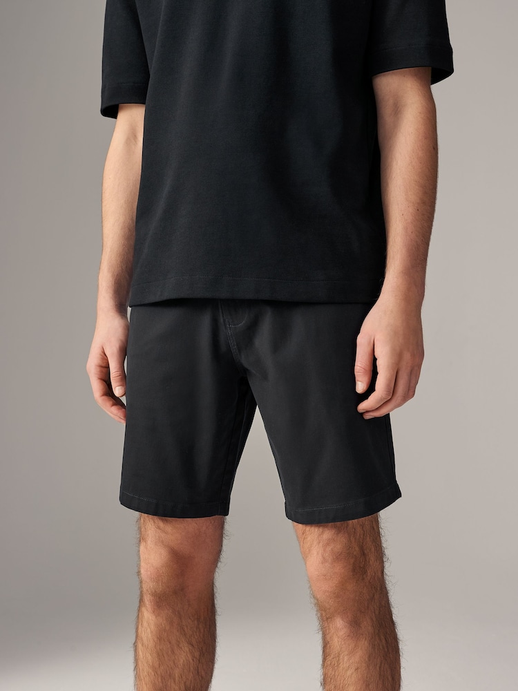 Black/Mushroom Brown Straight Fit Stretch Chino Shorts 2 Pack - Image 5 of 10