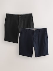 Black/Navy Straight Fit Stretch Chino Shorts 2 Pack - Image 1 of 13