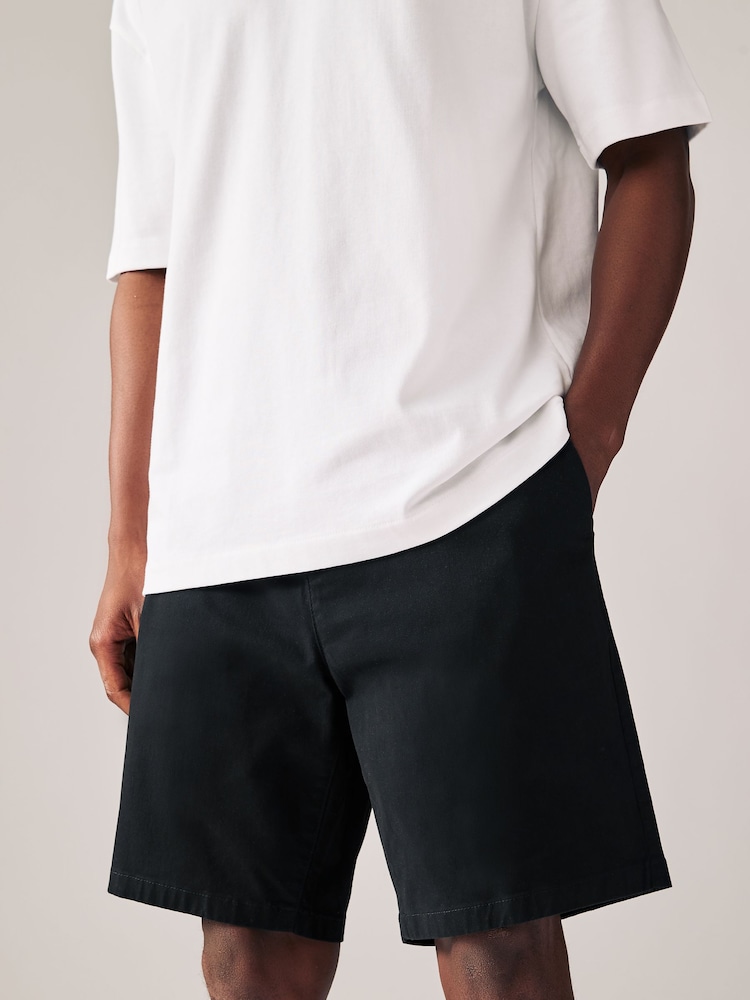 Black/Navy Straight Fit Stretch Chino Shorts 2 Pack - Image 4 of 13