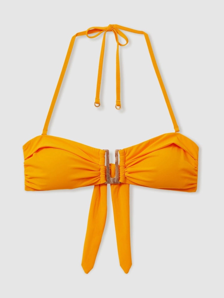 Reiss Yellow Carina Gathered Bandeau Bikini Top - Image 2 of 5