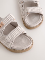 self. Grey Textured Double Band Slider Slippers - Image 5 of 5