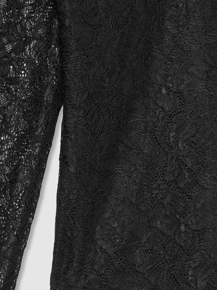 Reiss Black Bernice Lace Double-Layer Bodysuit - Image 6 of 6