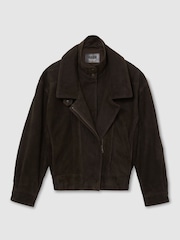 Reiss Coffee Brown Noa Suede Double-Layer Relaxed-Fit Jacket - Image 2 of 8