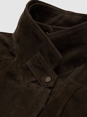 Reiss Coffee Brown Noa Suede Double-Layer Relaxed-Fit Jacket - Image 8 of 8