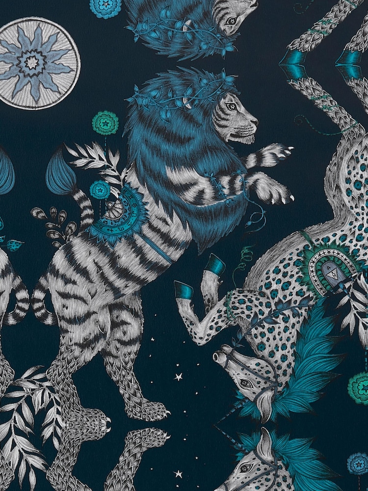 Clarke and Clarke Caspian Navy Emma J Shipley Wilderie Caspian 10M Wallpaper - Image 1 of 1