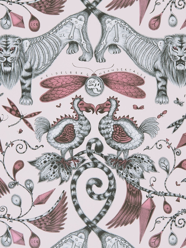 Clarke and Clarke Extinct Pink Emma J Shipley Extinct 10M Wallpaper - Image 1 of 1