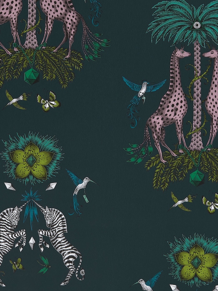Clarke and Clarke Creatura Teal Emma J Shipley Wilderie 10M Wallpaper - Image 1 of 1 Clarke and Clarke Creatura Teal Emma J Shipley Wilderie 10M Wallpaper - Image 1 of 1