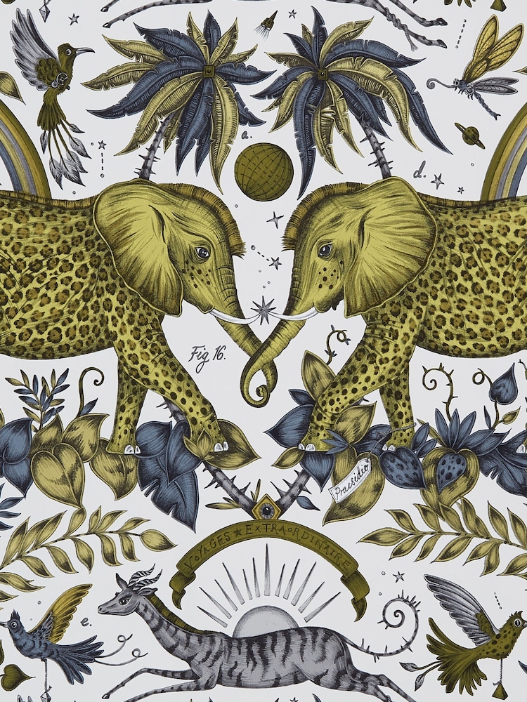 Clarke and Clarke Zambezi Gold Emma J Shipley Wilderie Zambezi 10M Wallpaper - Image 1 of 1