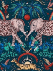 Clarke and Clarke Zambezi Navy Emma J Shipley Wilderie Zambezi 10M Wallpaper - Image 1 of 1