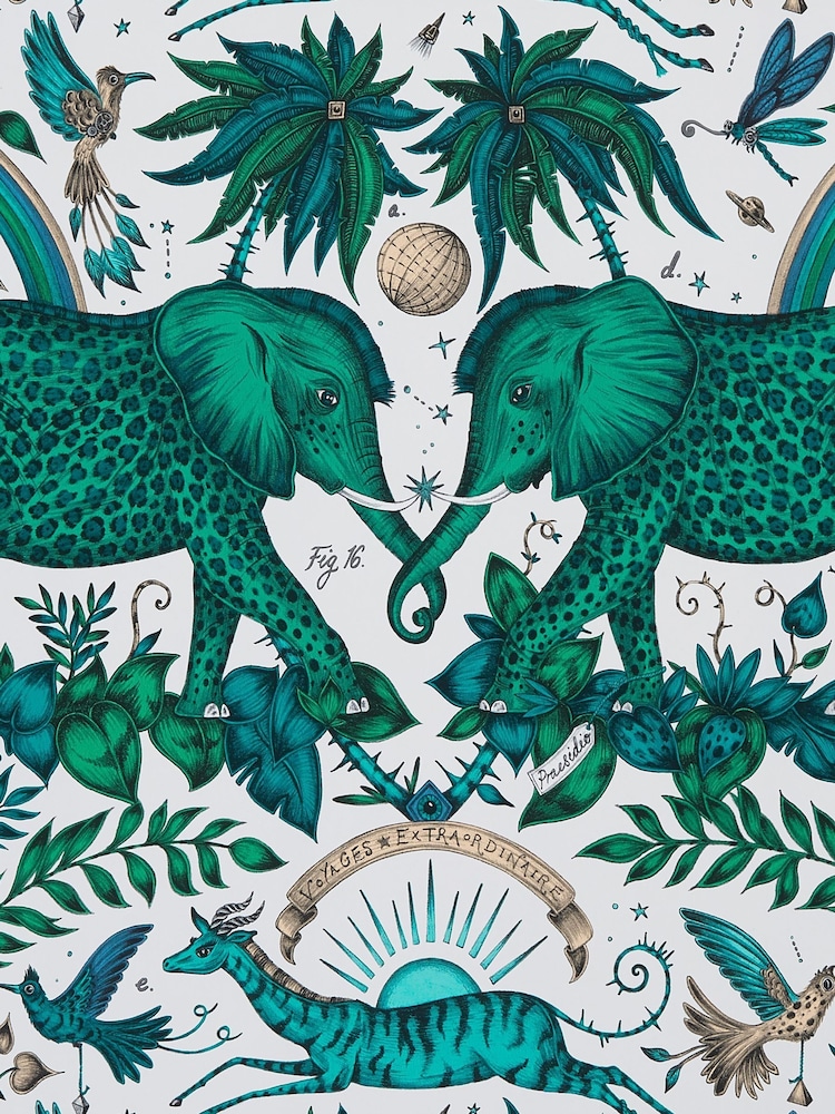 Clarke and Clarke Zambezi Green Emma J Shipley Wilderie Zambezi 10M Wallpaper - Image 1 of 1