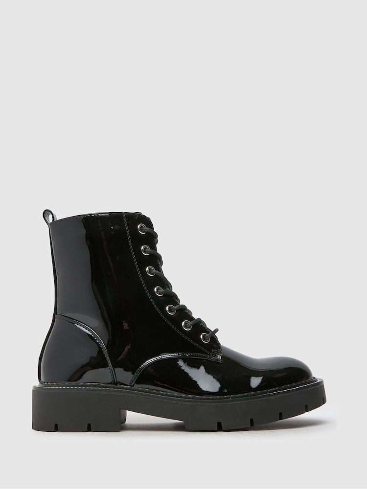 Schuh Birdy Hardwear Lace-Up Black Boots - Image 1 of 4