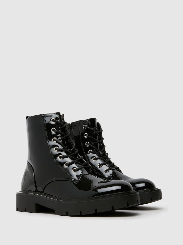 Schuh Birdy Hardwear Lace-Up Black Boots - Image 2 of 4