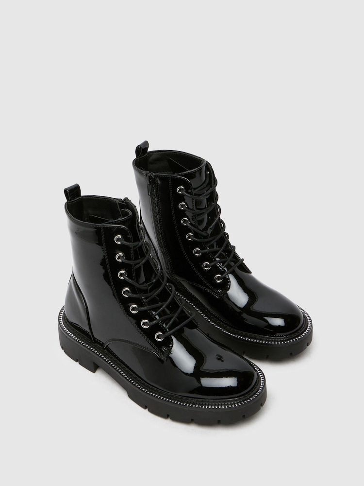 Buy Schuh Birdy Hardwear Lace-Up Black Boots from Next Kuwait