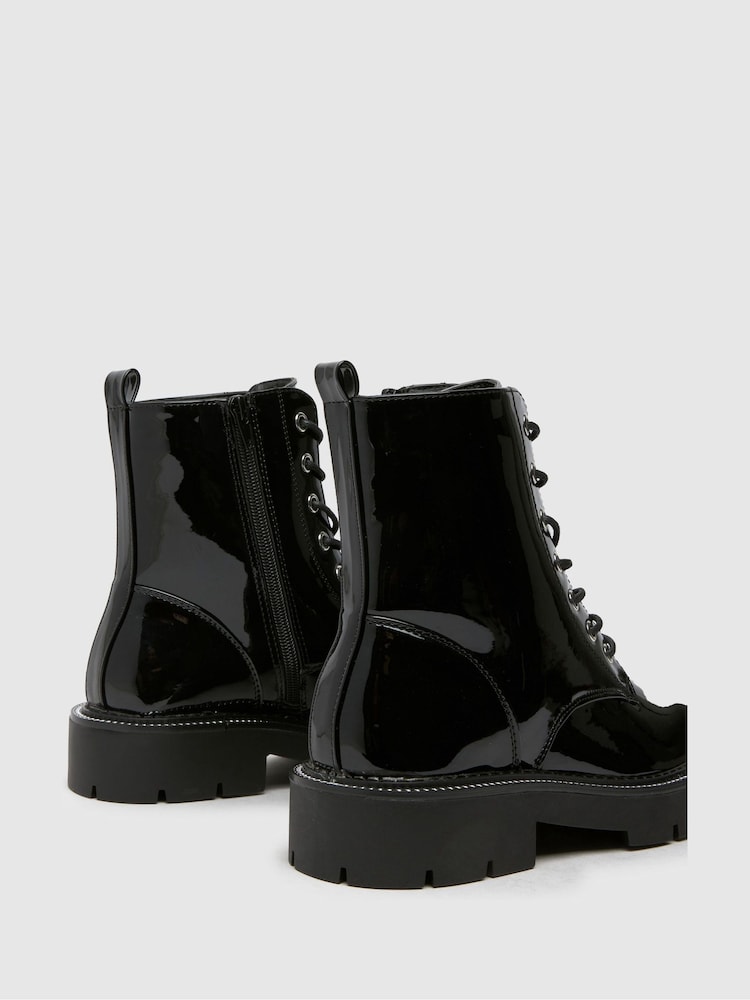 Schuh Birdy Hardwear Lace-Up Black Boots - Image 4 of 4