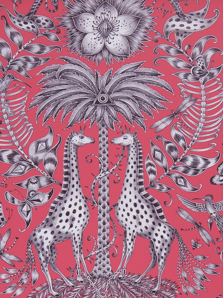 Clarke and Clarke Kruger Magenta Emma J Shipley 10M Wallpaper - Image 1 of 1