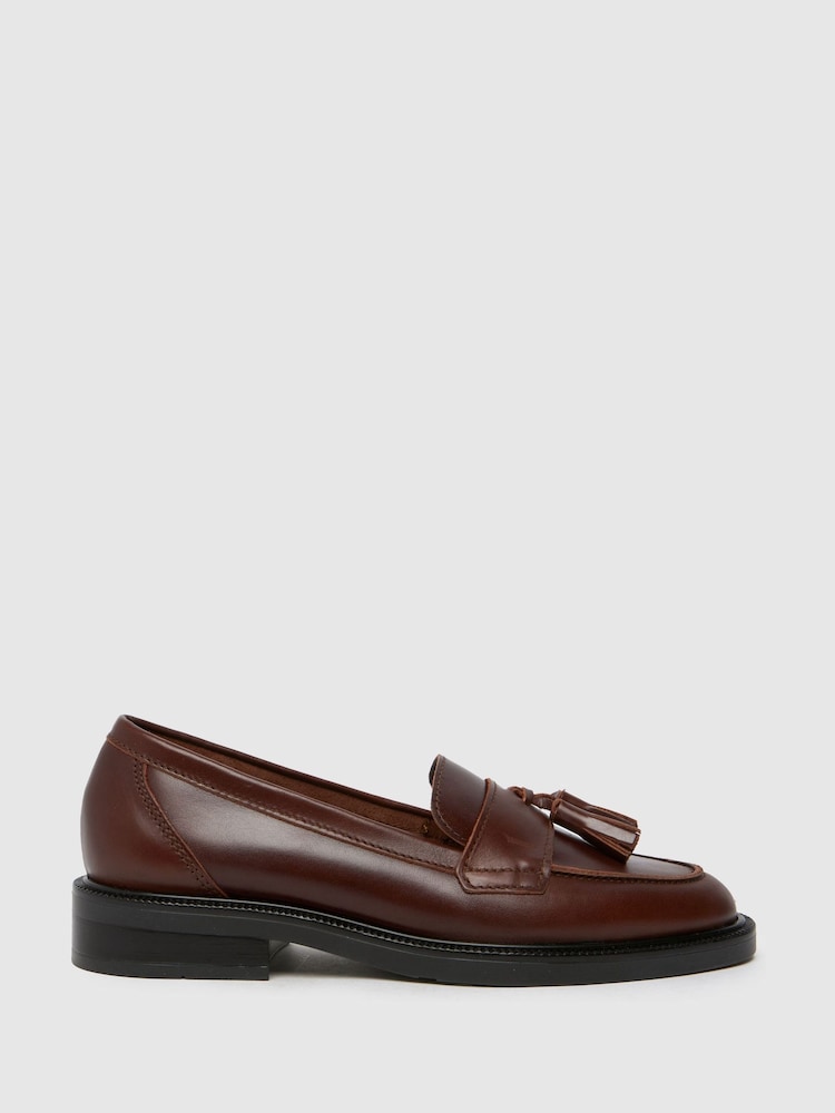 Burgundsko rdeča - Schuh Lina Usnjeni mokasini s čopiči - Slika 1 iz 4 Burgundsko rdeča - Schuh Lina Usnjeni mokasini s čopiči - Slika 1 iz 4
