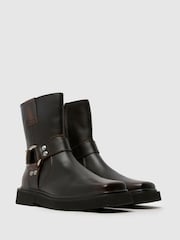 Schuh Cowan Leather Hardwear Brown Boots - Image 2 of 4