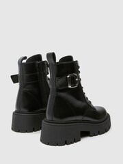 Schuh Cyra Leather Lace-Up Black Boots - Image 2 of 4