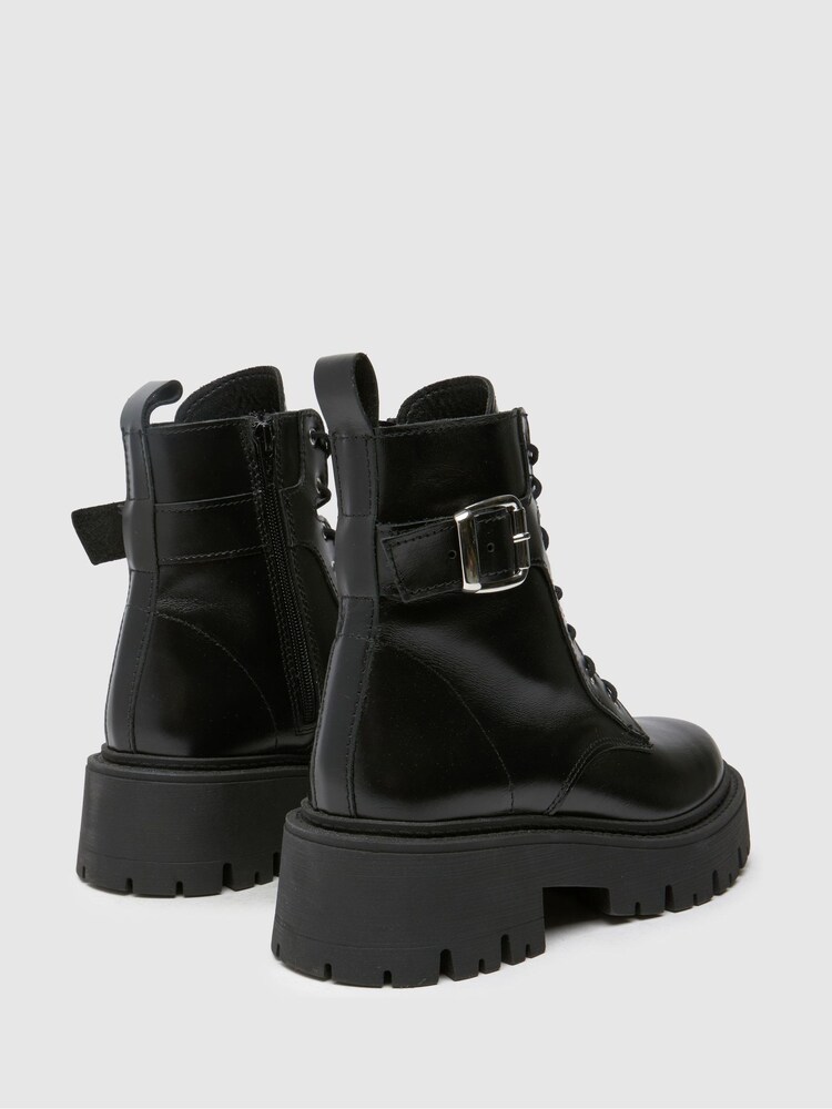 Schuh Cyra Leather Lace-Up Black Boots - Image 2 of 4