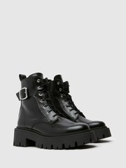 Schuh Cyra Leather Lace-Up Black Boots - Image 3 of 4