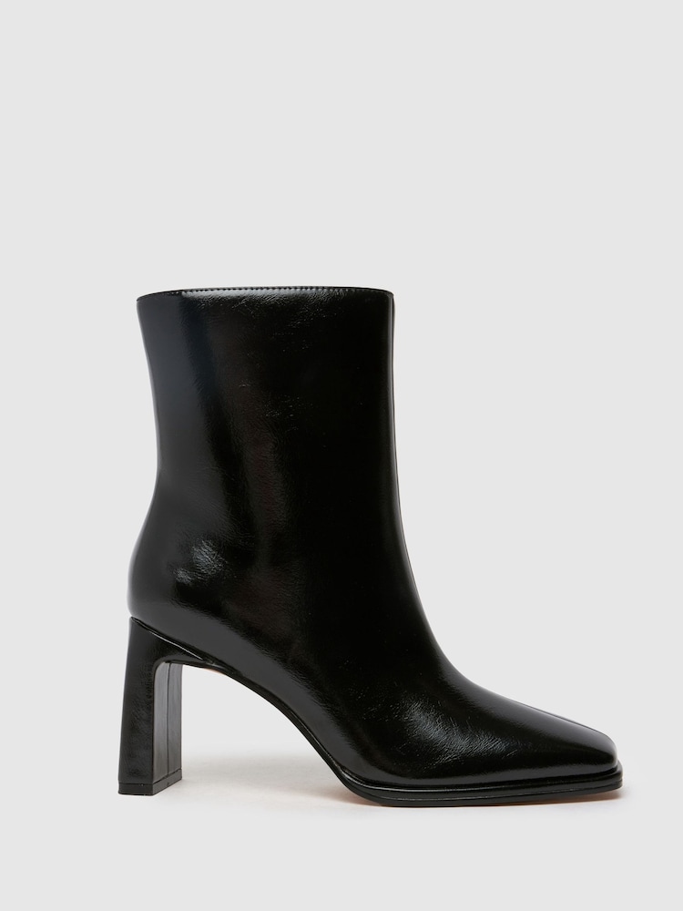 Schuh Becca Square Toe Heeled Black Boots - Image 1 of 4