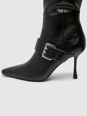 Schuh Darbie Buckle Point Knee High Black Boots - Image 4 of 4