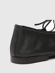 Schuh Lindy Leather Ruched Black Ballerinas - Image 2 of 4