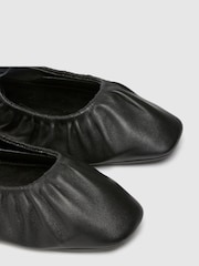 Schuh Lindy Leather Ruched Black Ballerinas - Image 4 of 4