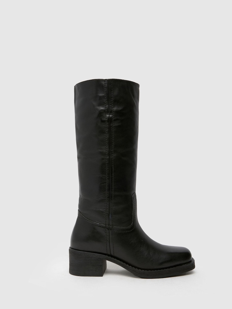 Schuh Damari Leather Pull On Black Boots - Image 1 of 4