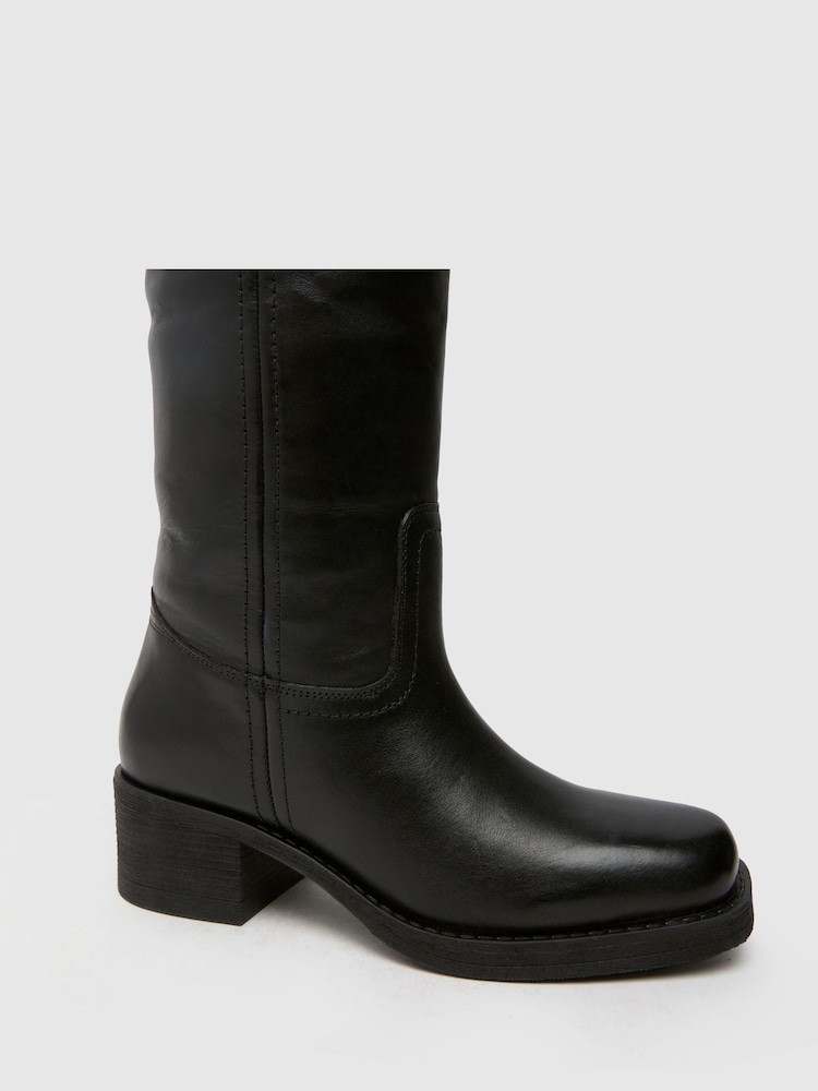 Schuh Damari Leather Pull On Black Boots - Image 2 of 4