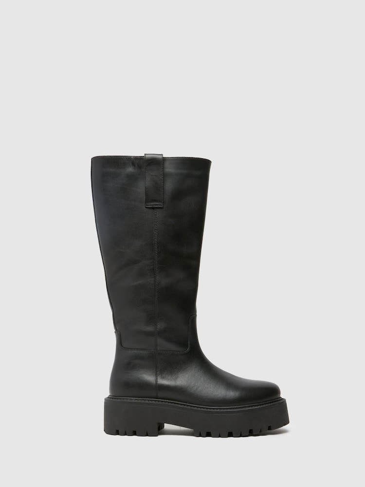 Schuh Darina Leather Pull On Black Boots - Image 1 of 4