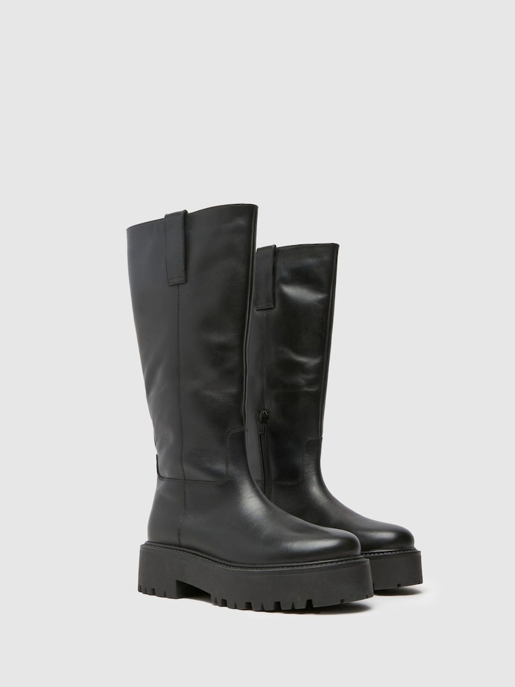 Schuh Darina Leather Pull On Black Boots - Image 2 of 4