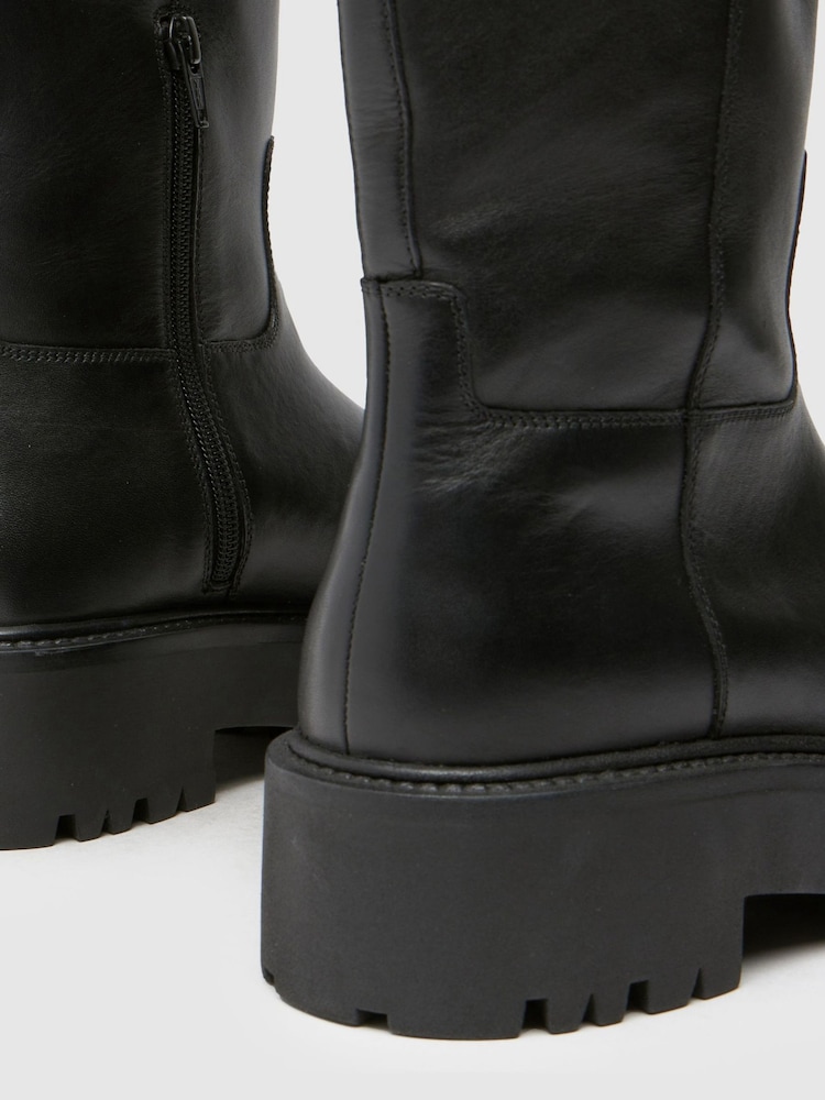 Schuh Darina Leather Pull On Black Boots - Image 4 of 4