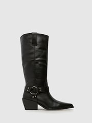 Schuh Dilara Leather Western Black Boots - Image 1 of 4