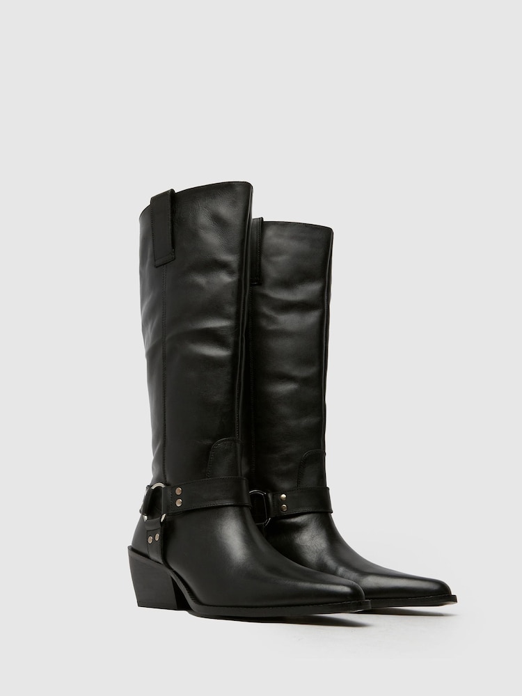 Schuh Dilara Leather Western Black Boots - Image 2 of 4