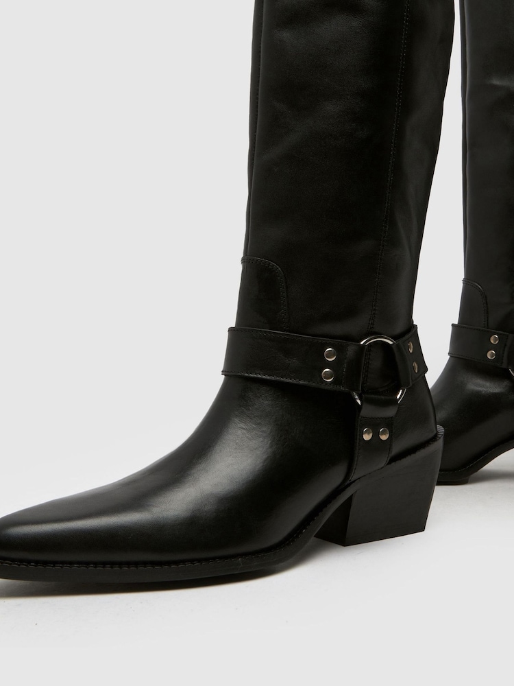 Schuh Dilara Leather Western Black Boots - Image 4 of 4