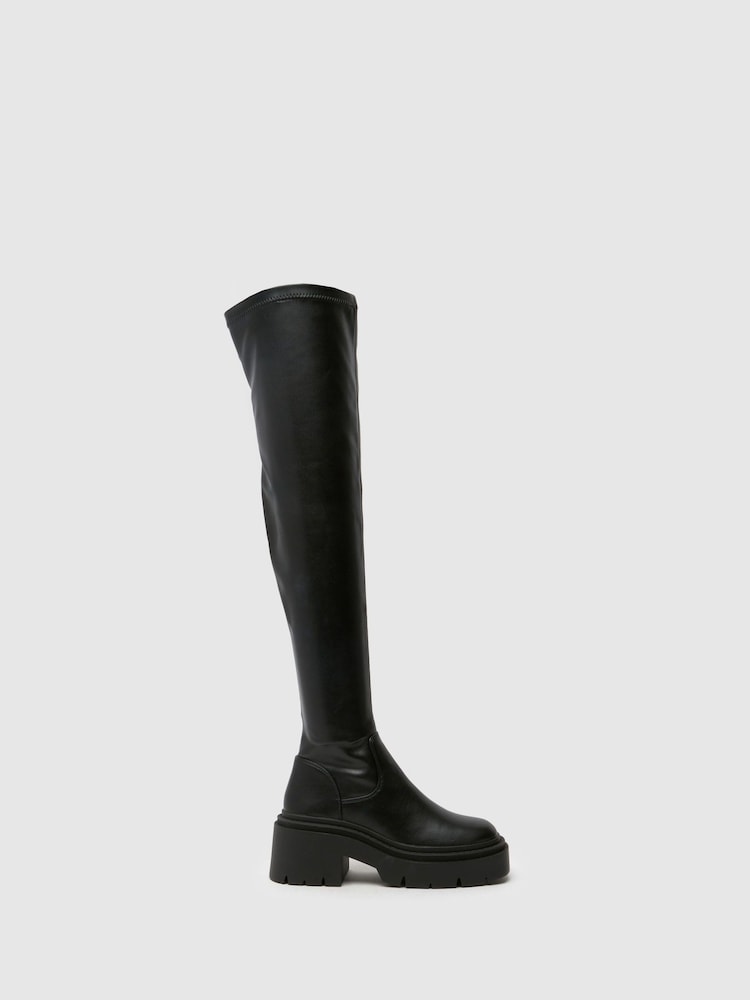 Schuh Black Dinnie Over The Knee Boots - Image 1 of 4