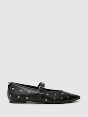Schuh Lada Studded Black Ballerinas - Image 1 of 4
