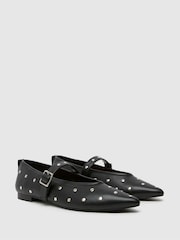 Schuh Lada Studded Black Ballerinas - Image 2 of 4