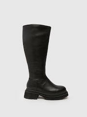 Schuh Wide Fit Delma Pull On Black Boots - Image 1 of 4
