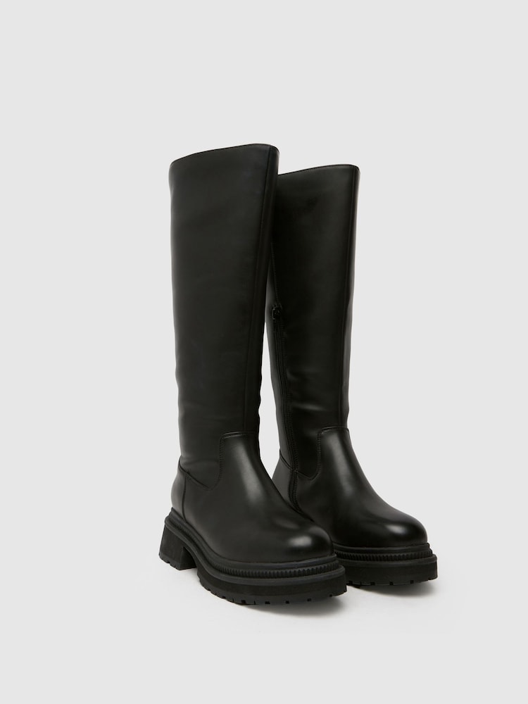 Schuh Wide Fit Delma Pull On Black Boots - Image 2 of 4