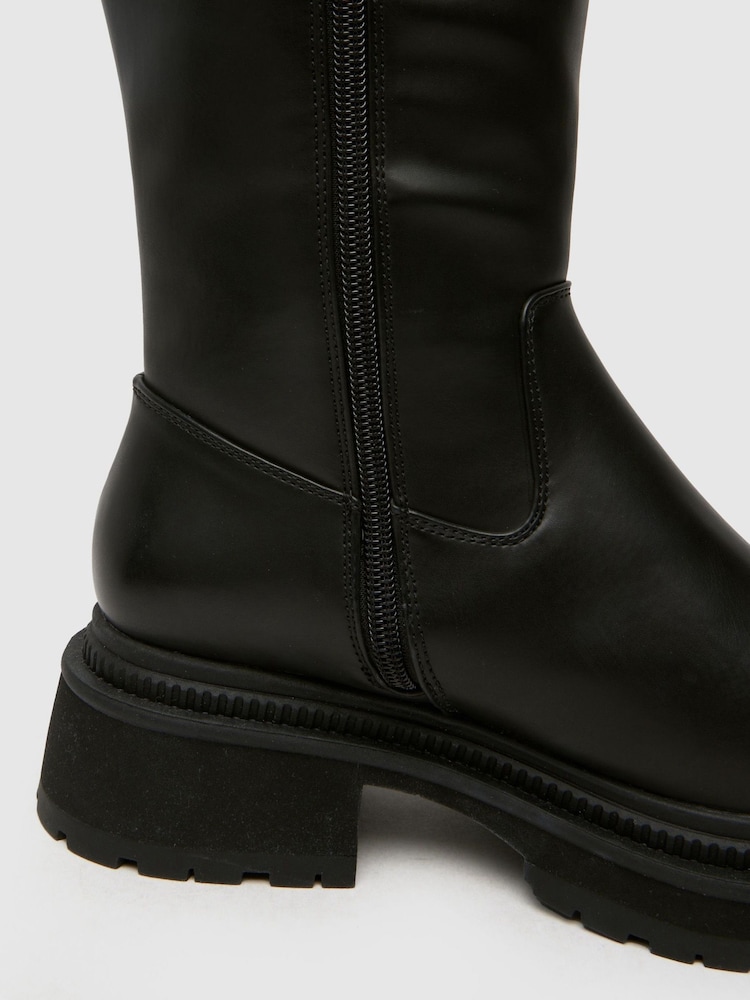 Schuh Wide Fit Delma Pull On Black Boots - Image 4 of 4