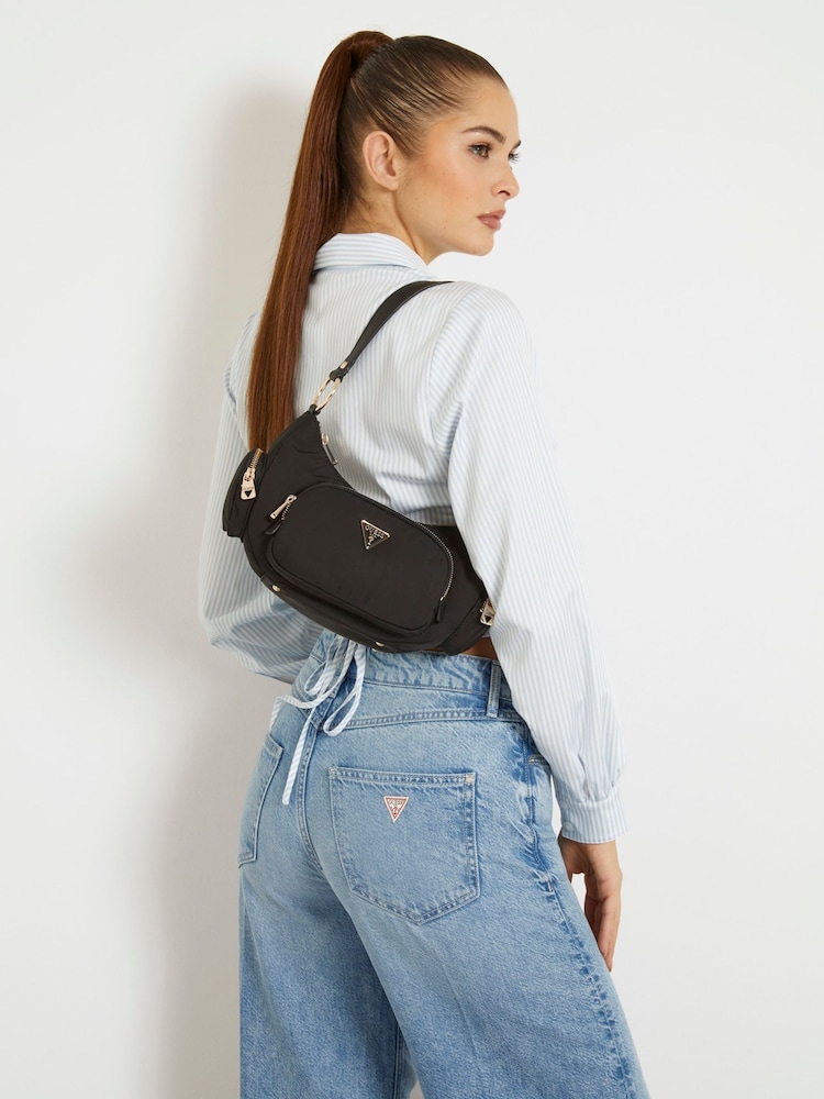 Guess Gemma Nylon Shoulder Black Bag - Image 4 of 4